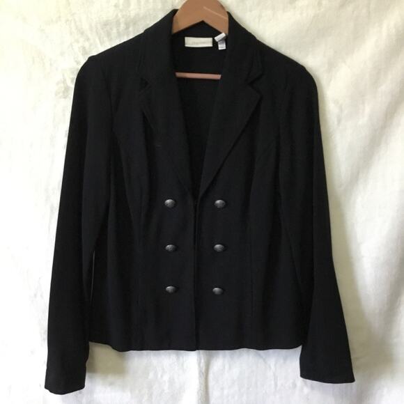 Chico's Black Double Row Hood w/ Eye Closure Blazer - Picture 1 of 13